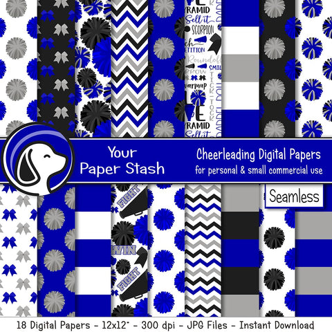 seamless cheer pom-pom megaphone digital scrapbook paper background patterns 12x12
