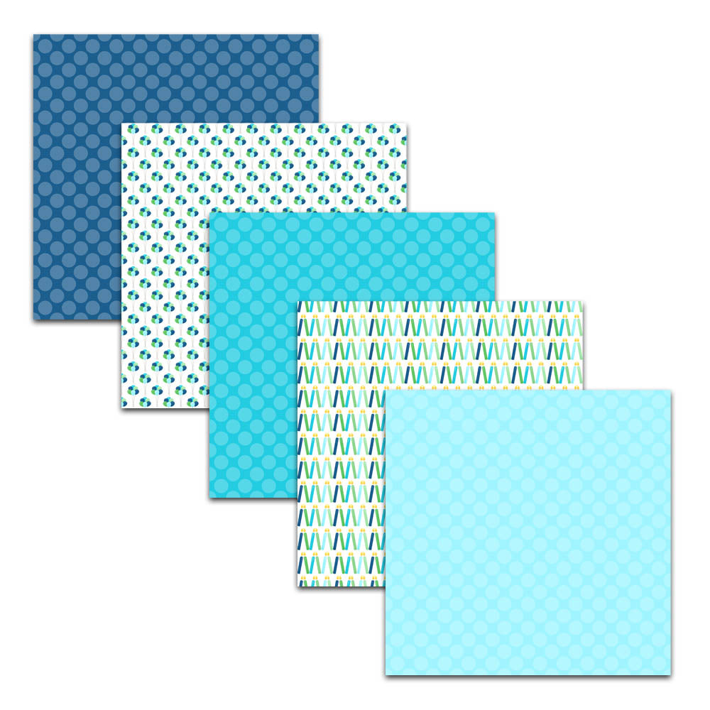 Boy Birthday 12x12 Digital Scrapbook Paper Patterns