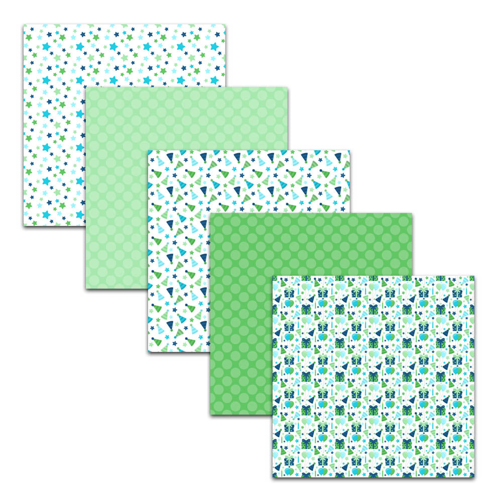 Boy Birthday 12x12 Digital Scrapbook Paper Patterns