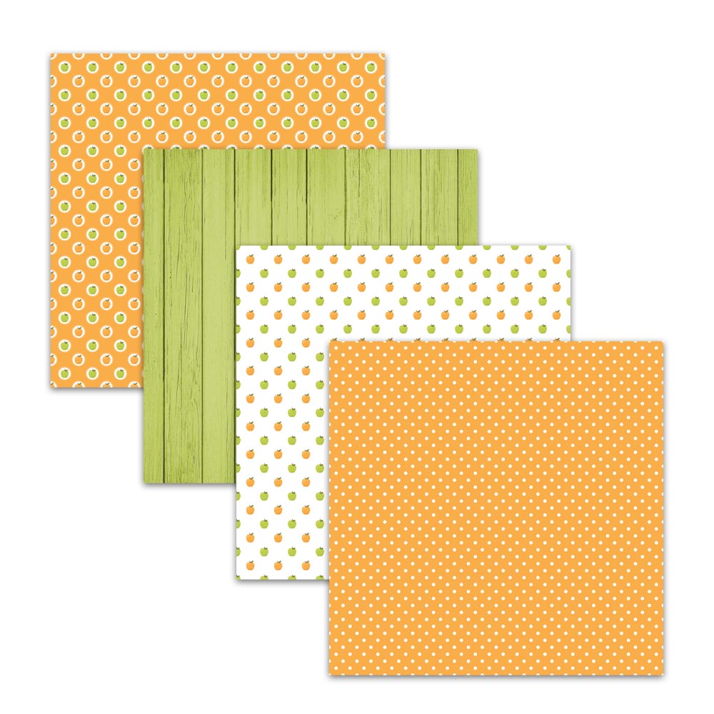 Apple Orchard Digital Paper Pack – Fall Green & Orange Apple Backgrounds – 12x12