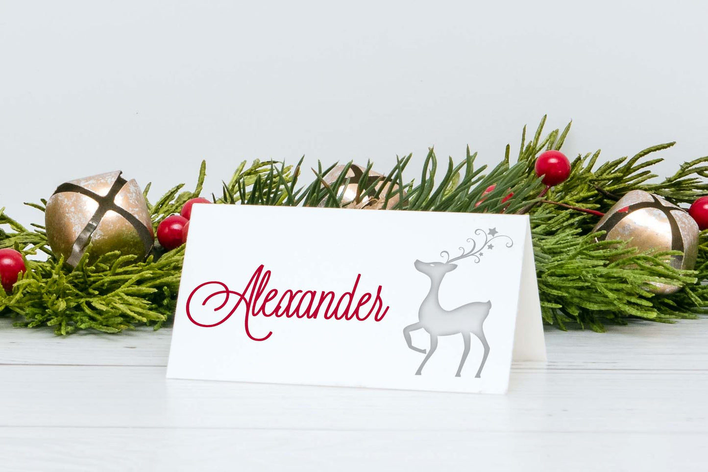 Silver Christmas Reindeer Printable Place And Tent Cards For Holiday Parties