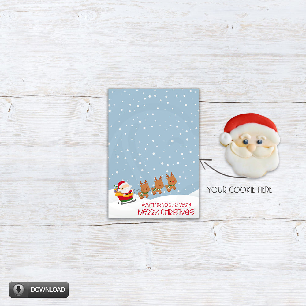 printable Christmas cookie card backers with Santa and his reindeer