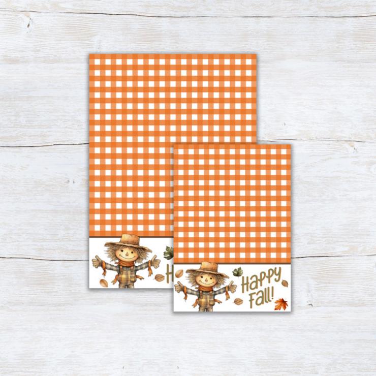 printable happy fall scarecrow cookie card backers 