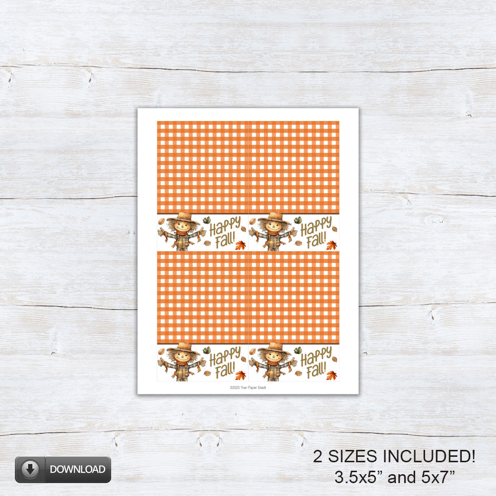 happy fall scarecrow printable mini cookie card backers and tags instant download