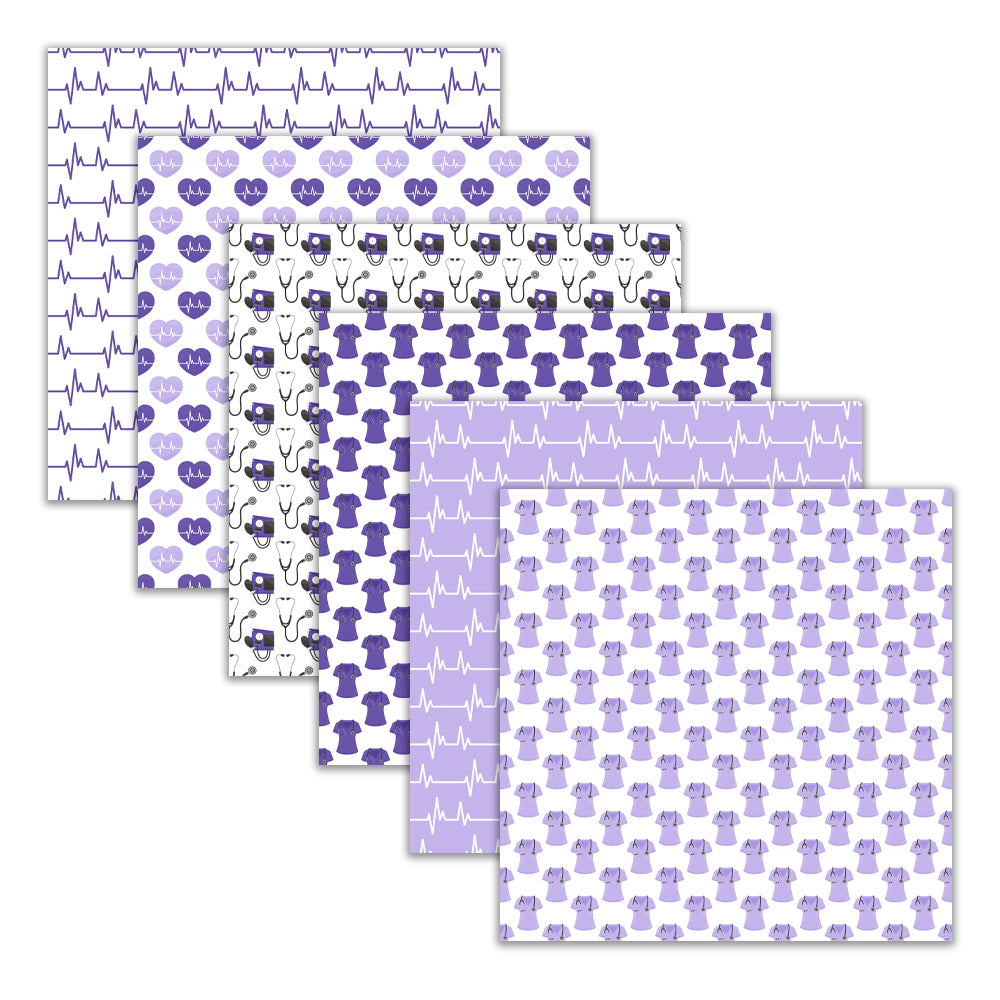 seamless purple #nurselife digital papers, nursing scrapbook paper