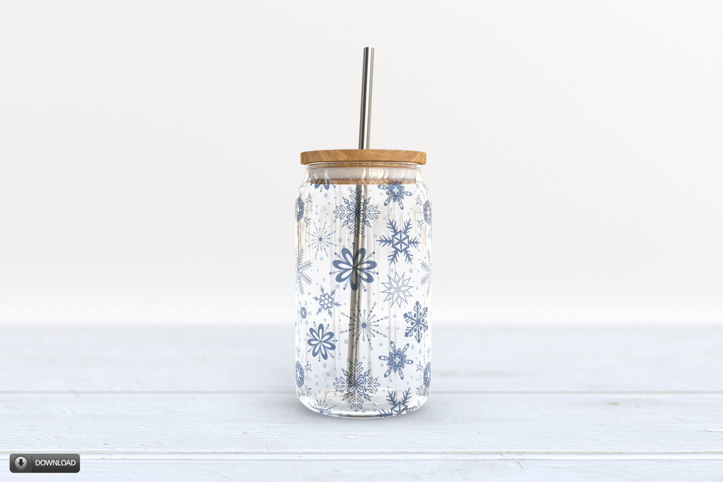 Winter Snowflake Beer Soda Can Glass Jar Wrap Sublimation