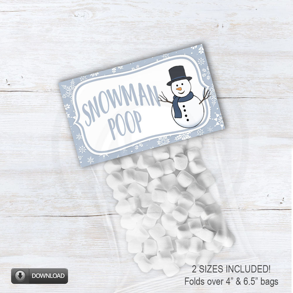 snowman soup marshmallow treat bag toppers