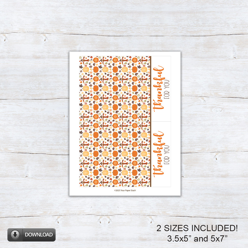 printable Thanksgiving thankful for your mini and large cookie card backers with pretty autumn leaves and scarecrows