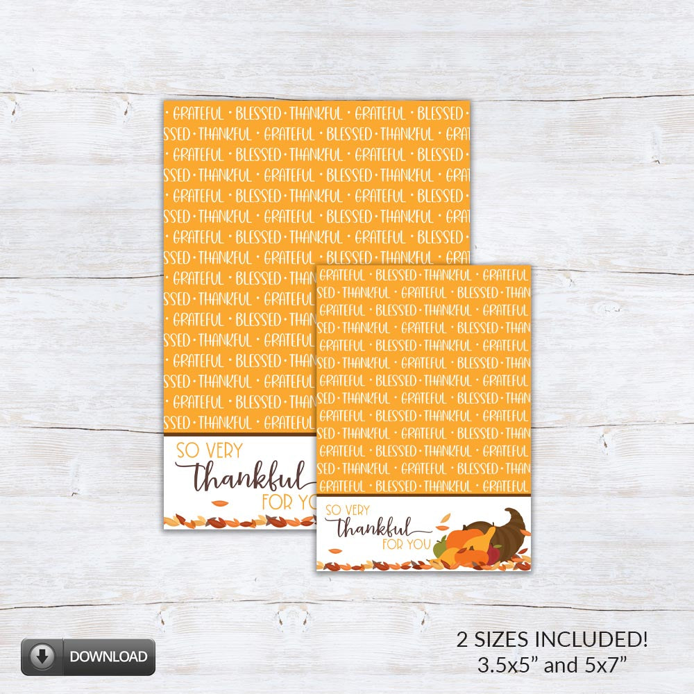 Thankful Grateful Blessed Thanksgiving Printable Cookie Card Backers