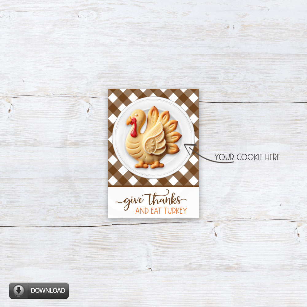 printable thanksgiving mini cookie card backer for packaging