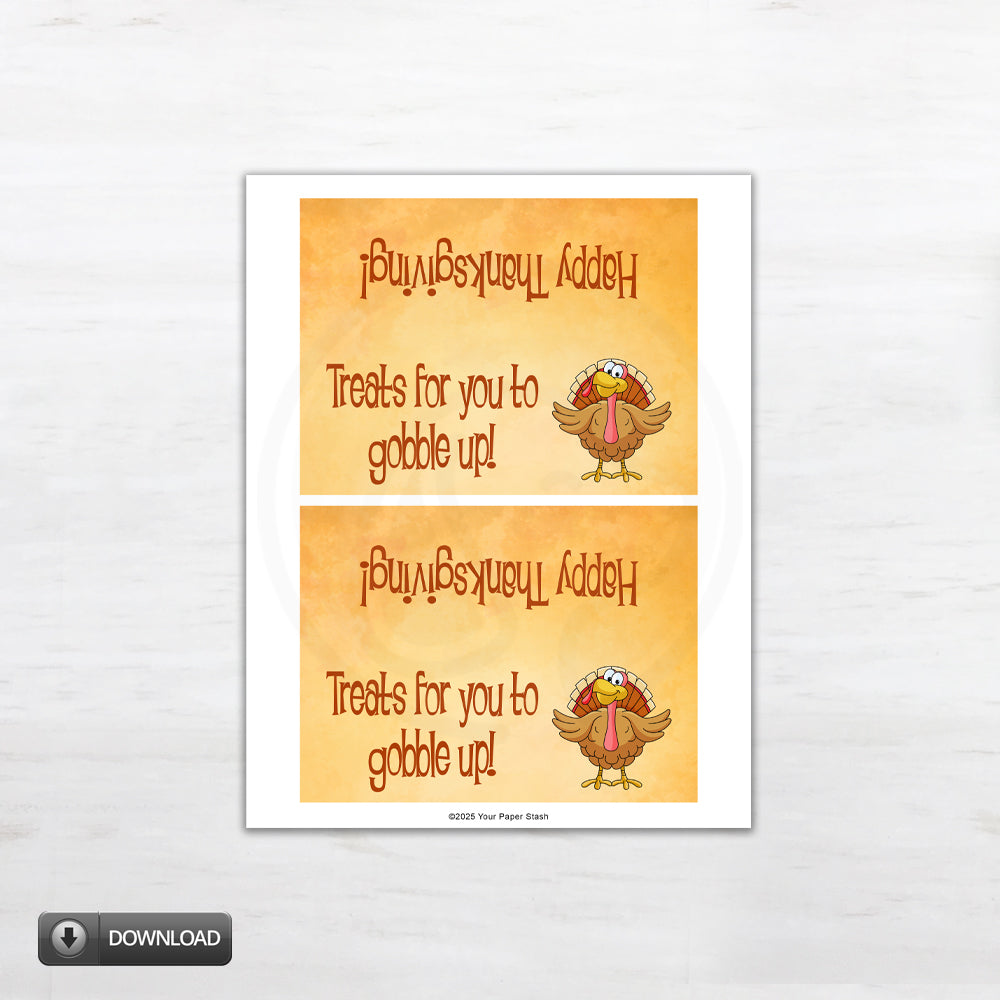 happy thanksgiving cookie and candy bag toppers - printable instant download