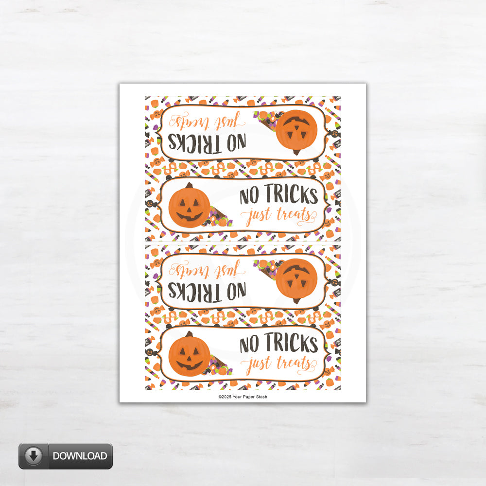 printable halloween treat candy bag toppers, halloween party favor bags
