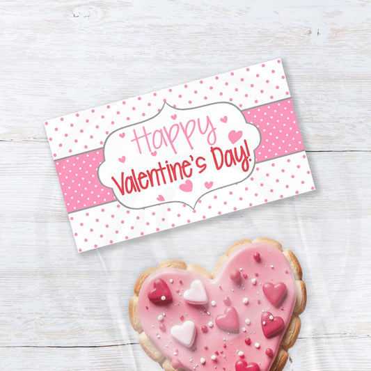 printable happy valentine's day treat candy and cookie bag toppers in 2 sizes for classroom parties