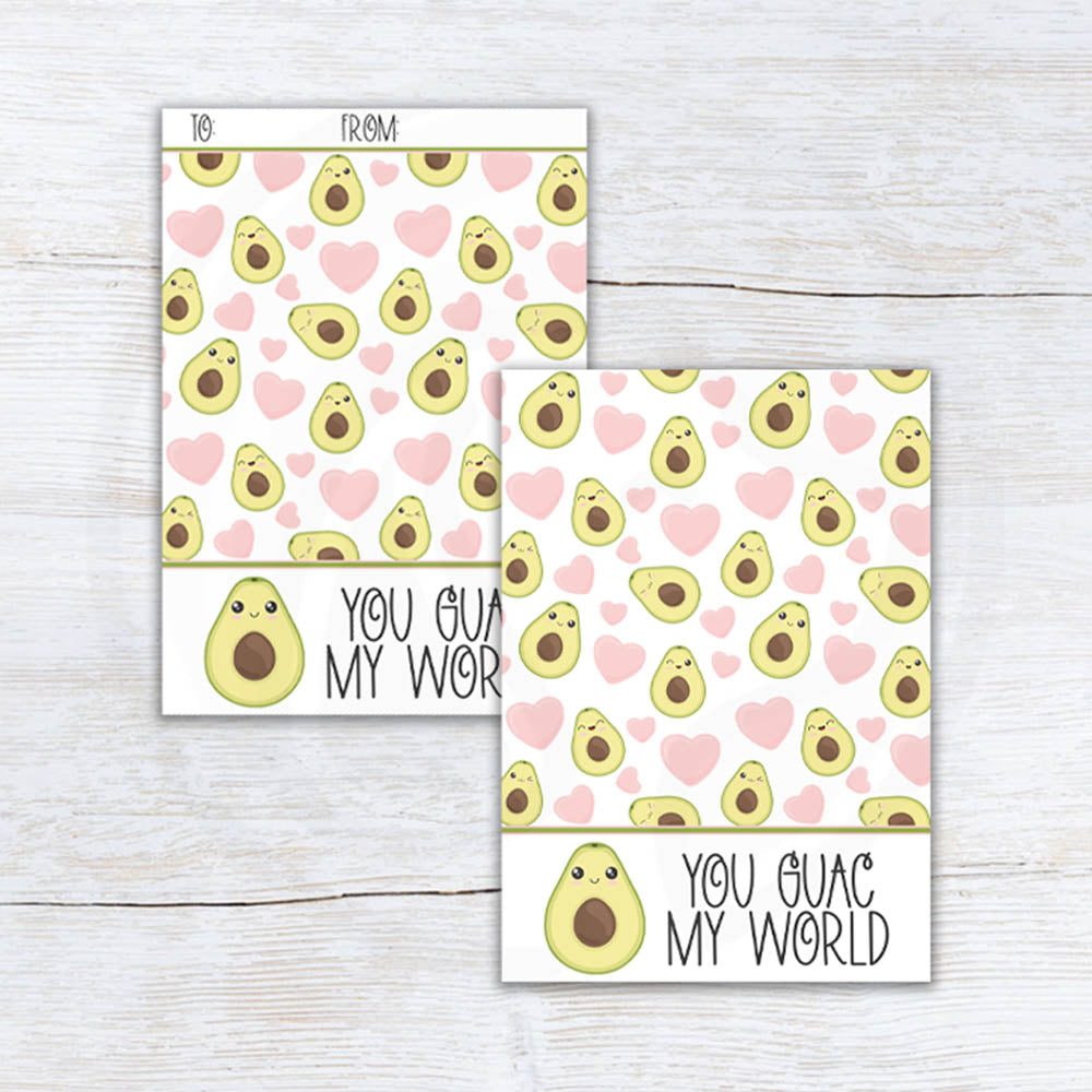 you guac my world valentine food pun printable cookie cards