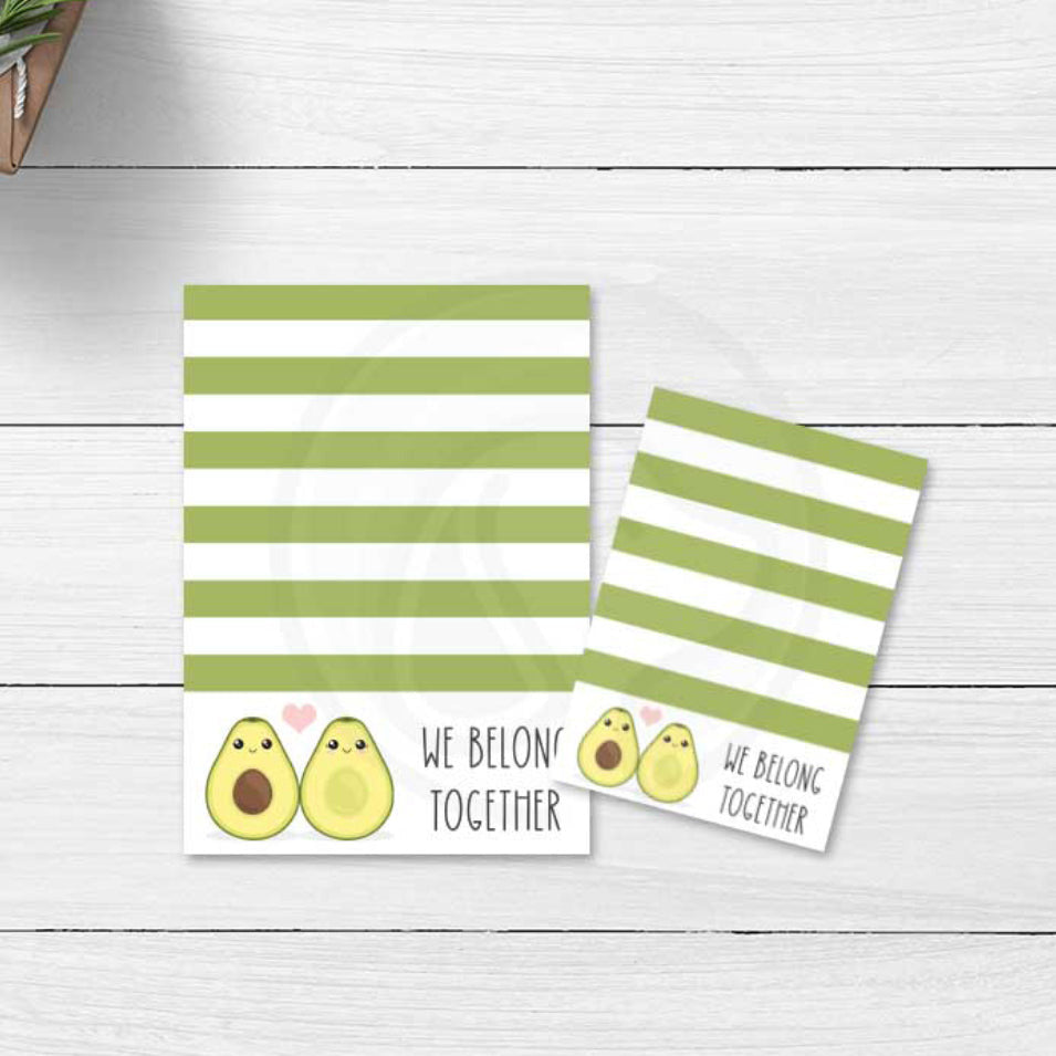 valentine's day food pun card, avocado we belong together mini cookie card