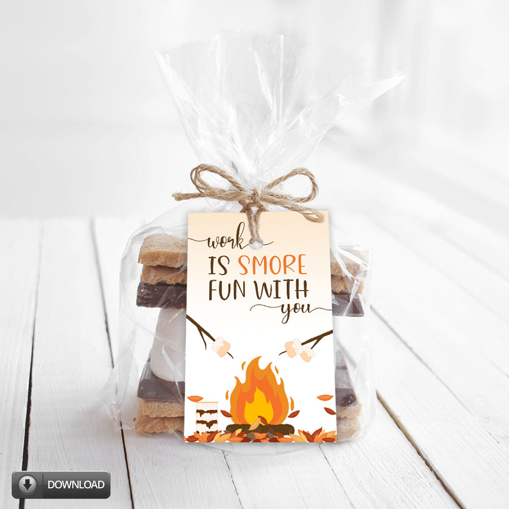 work is smore fun with you printable gift and treat bag toppers