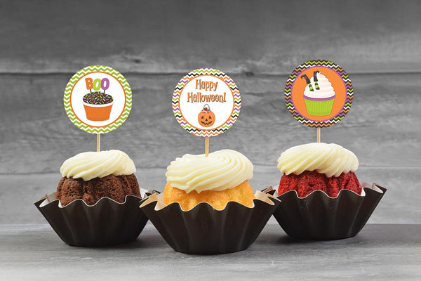 printable halloween cupcake topper gift tags party decorations scrapbook embellishment kids craft ideas