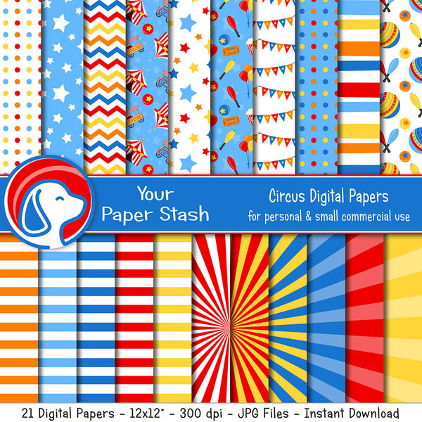 circus big top carnival digital scrapbook paper background birthday party