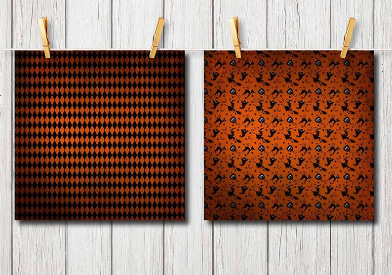 Distressed Textured Halloween Digital Scrapbook Paper Pack and Backgrounds