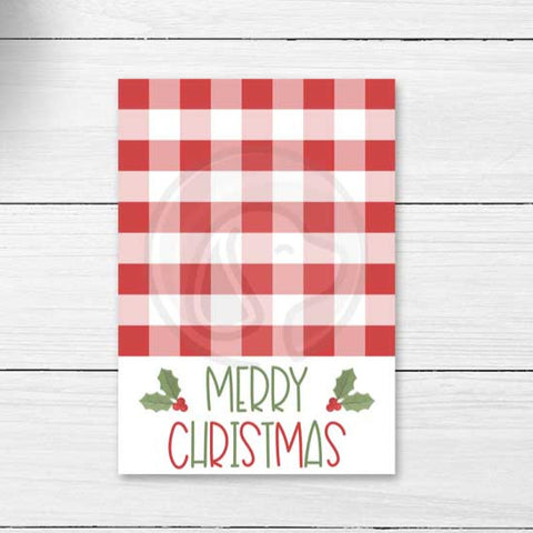 merry christmas buffalo check farmhouse printable cookie card tags instant download printables