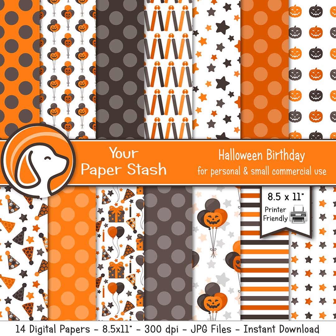 halloween party digital scrapbook paper