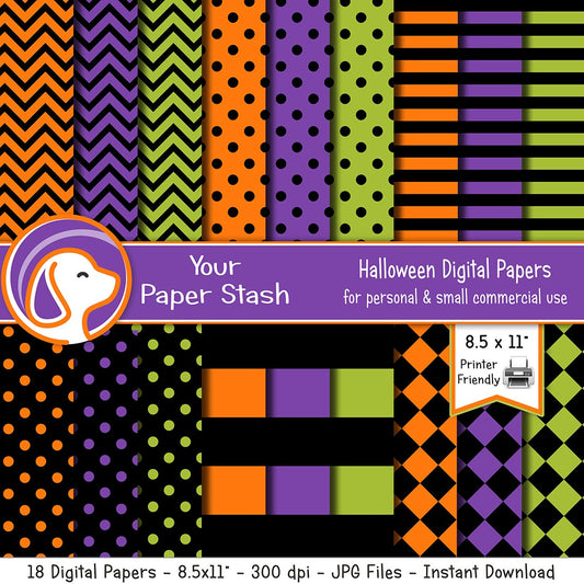 halloween digital papers and backgrounds orange purple green black