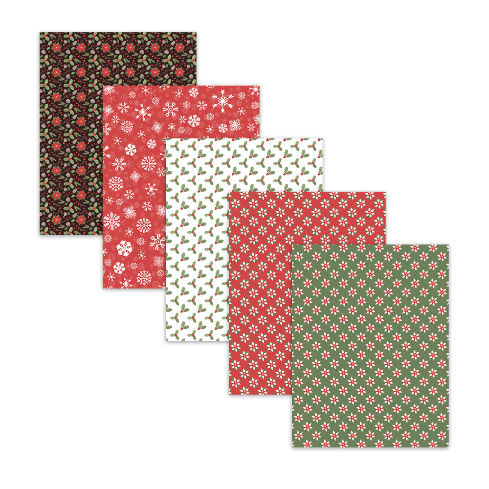 8.5x11" Poinsettia Christmas Digital Scrapbook Papers