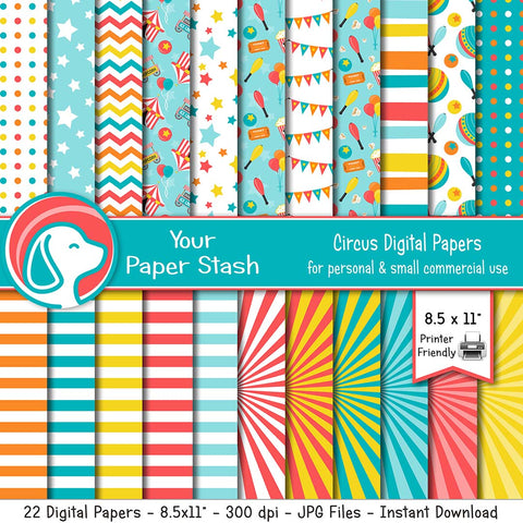 printable circus carnival digital paper illustration teachers classroom craft projects 