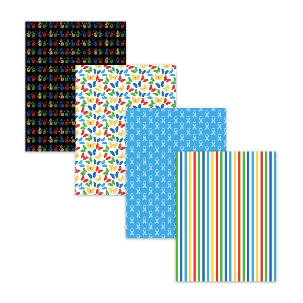 Printable Autism Awareness Blue Ribbon Digital Scrapbook Paper Backgrounds