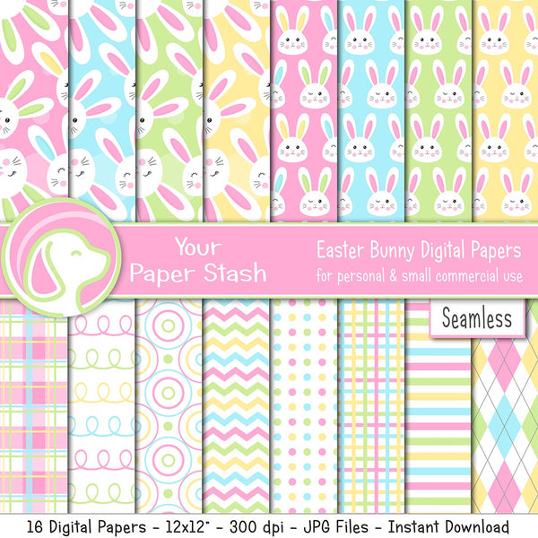 Easter bunny digital backrounds, Easter bunny sublimation patterns, seamless easter digital scrapbooking paper