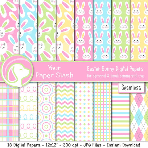 Easter bunny digital backrounds, Easter bunny sublimation patterns, seamless easter digital scrapbooking paper