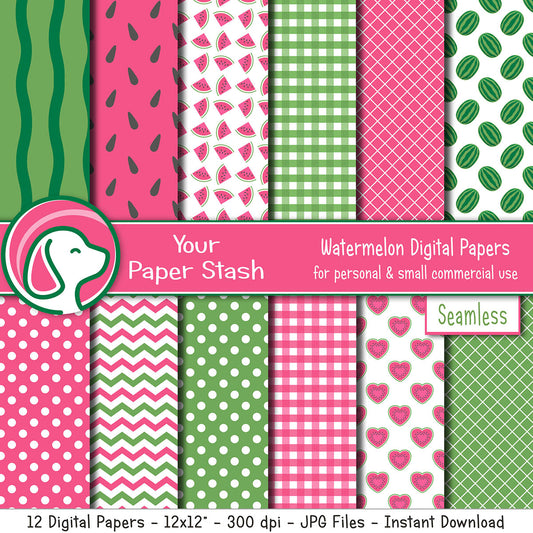 pink watermelon rind seeds digital scrapbook paper backgrounds commercial usegreen hearts chevrons