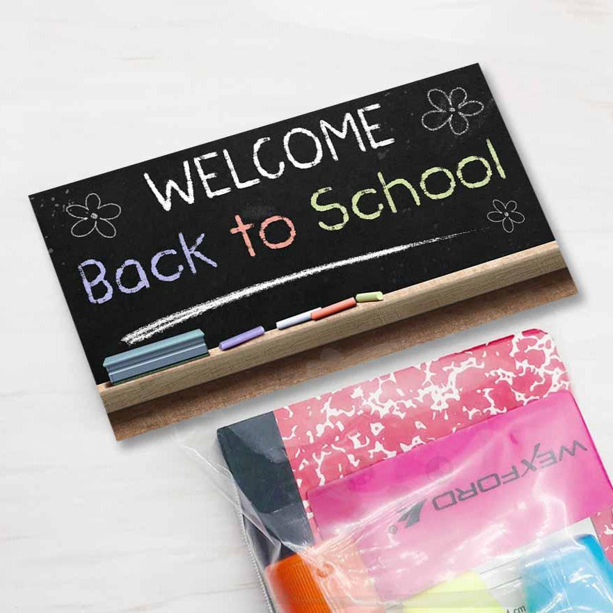 welcome back to school 1st day kindergarten senior year high school bag topper school supplies, printable party favor your paper stash yourpapertash