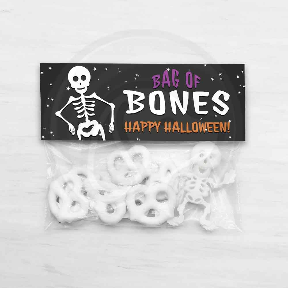 halloween trick trunk or treat candy skeleton bag of bones cute kids bag topper favor bags hallowene party 
