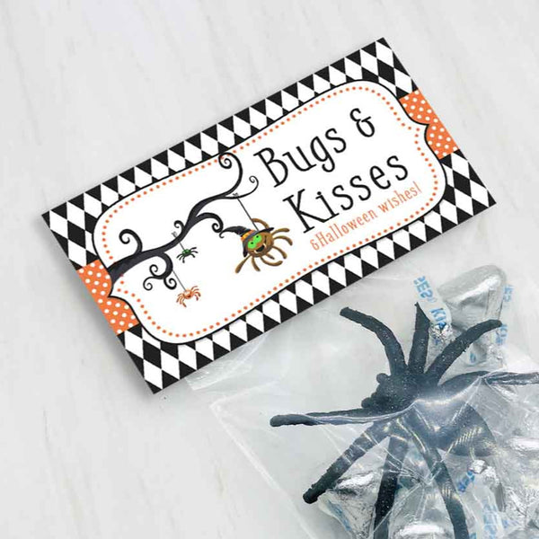 printable bugs and kisses halloween spider party decorations favor treat candy good bag toppers printable kids craft projects party decorations