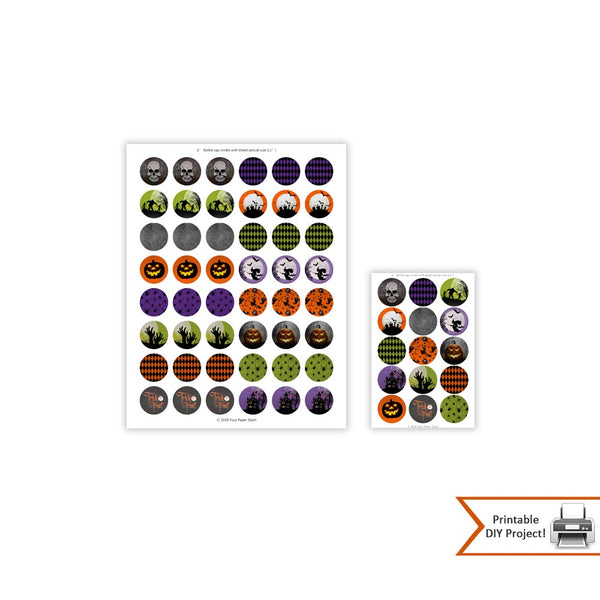 Halloween Bottle Cap Images for Buttons and Stickers