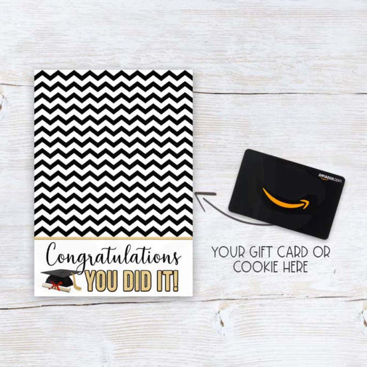 printable black and gold graduation cookie card, graduation gift card holders