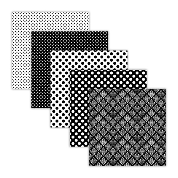 Black White Digital Scrapbook Paper Backgrounds