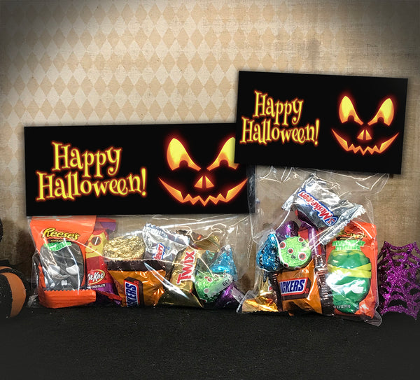 Printable Halloween Treat Bag Toppers, Pumpkin Candy Bag Topper