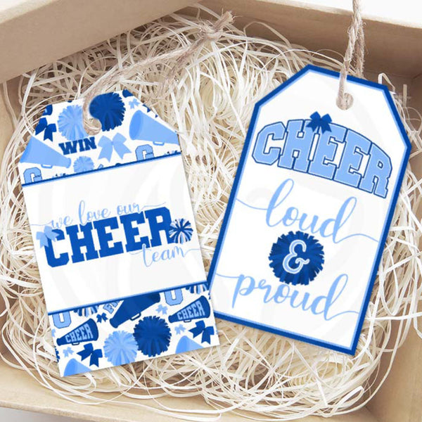 royal blue cheerleading gift tags