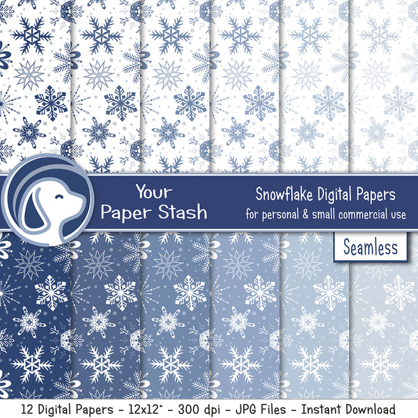 snowflake digital scrapbook papers and backgrounds, winter scrapbooking pages