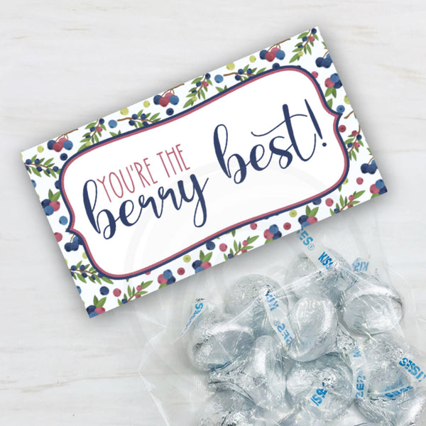 you're the berry best teacher appreciation week bag topper, blueberry food pun cookie bag topper