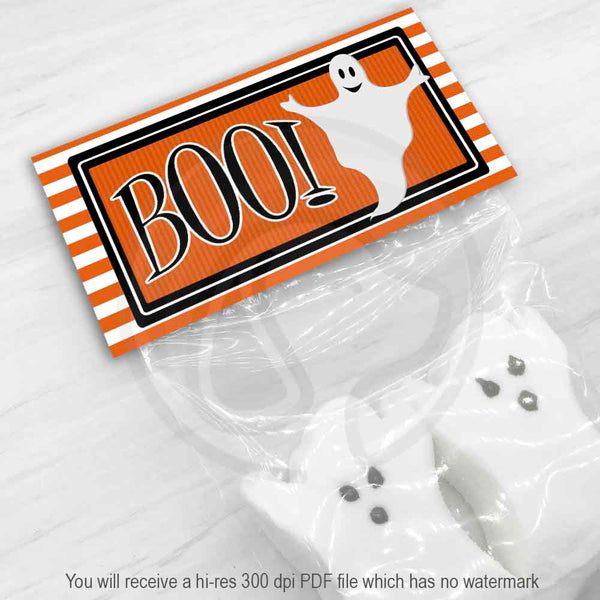 printable halloween boo ghost treat candy favor good bag topper party decorations supplies ideas