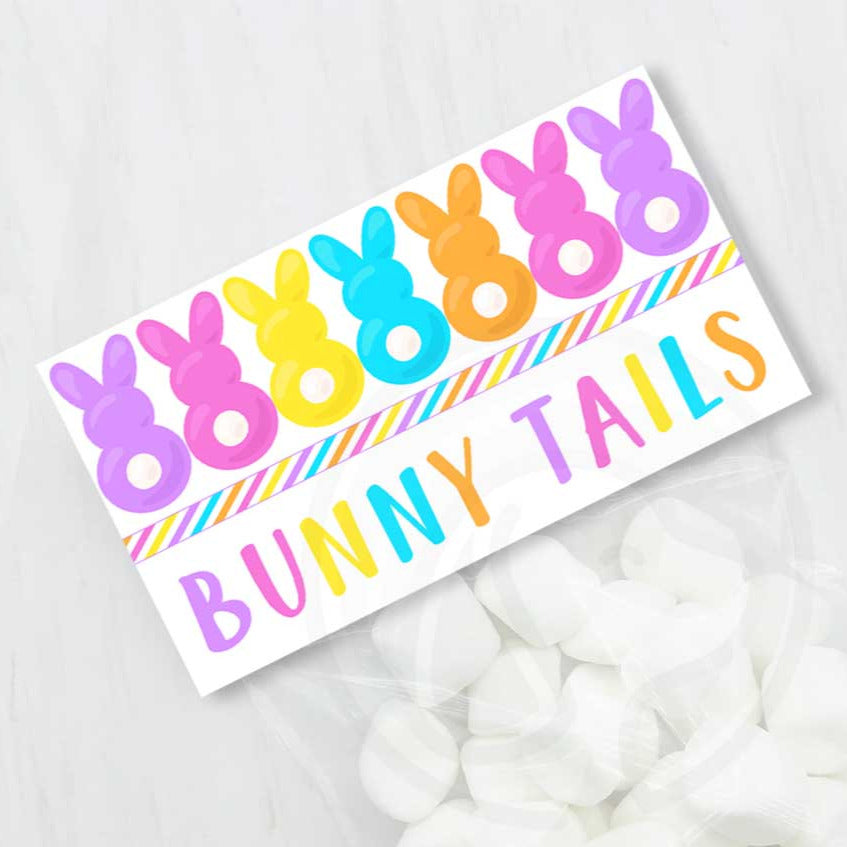 printable easter bunny tails bag topper,bunny tail printable bag topper