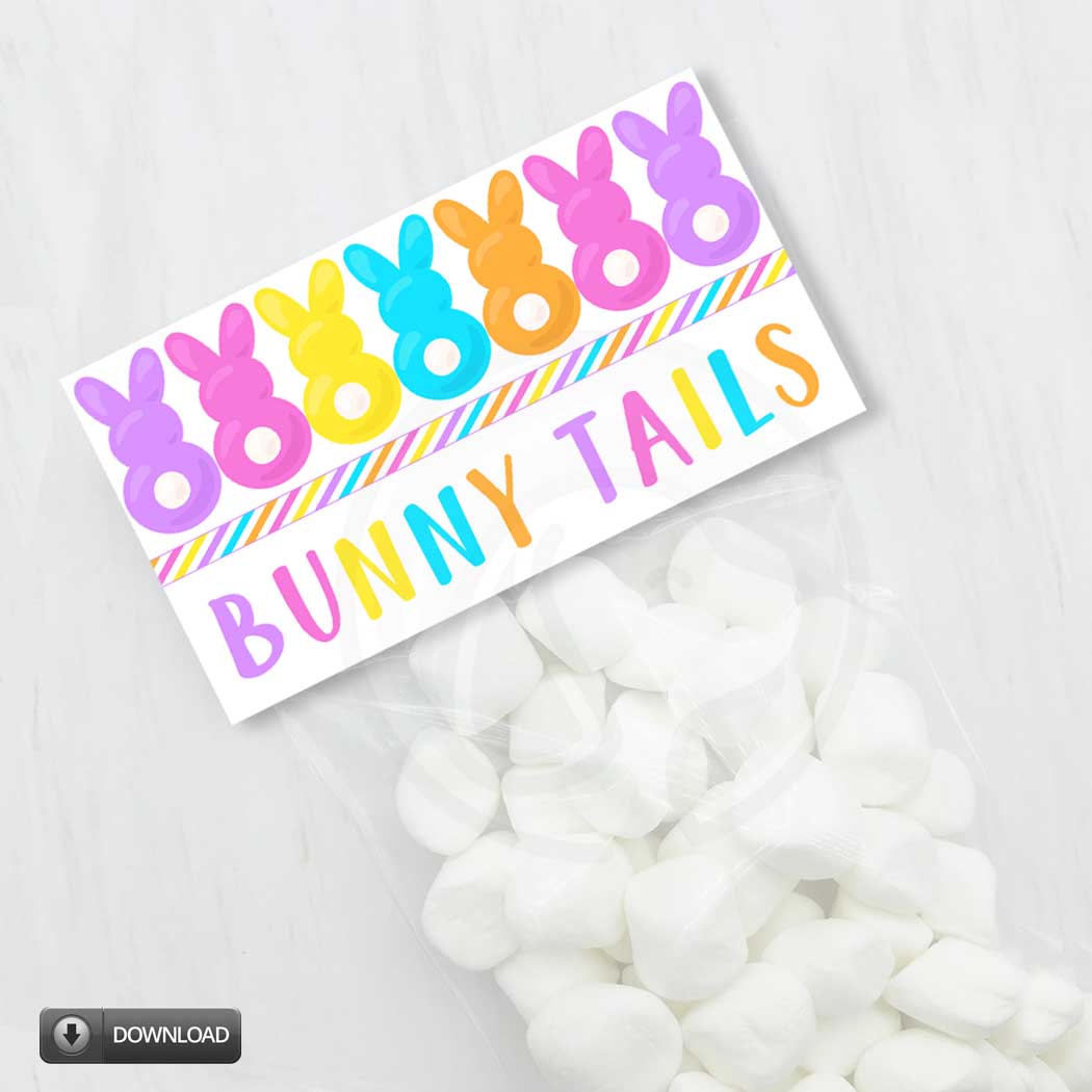 Printable Easter Bunny Tails Treat Candy or Cookie Bag Topper