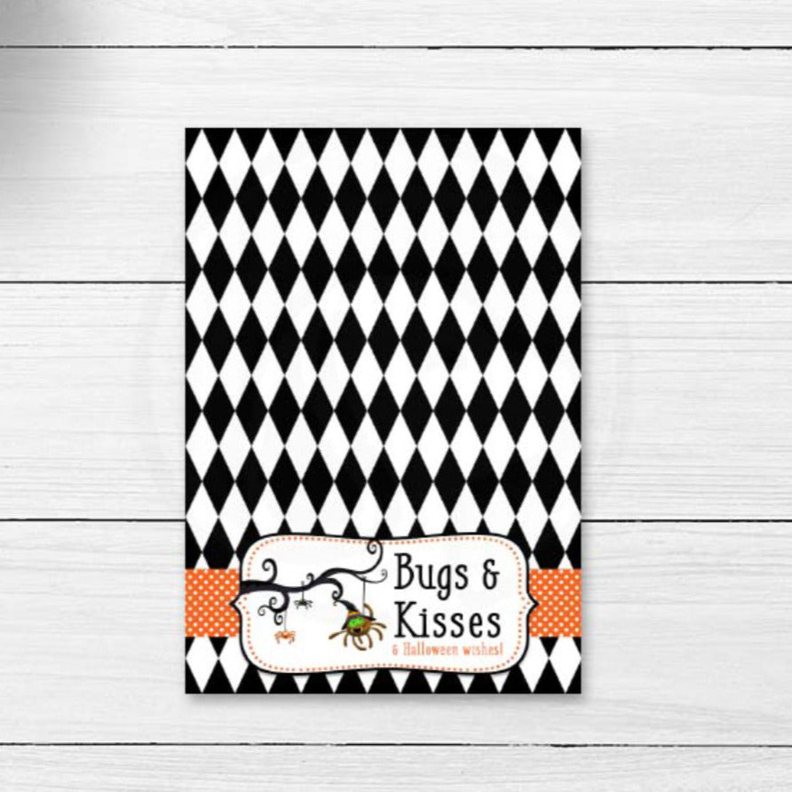 printable Halloween bugs and kisses mini cookie card backer packaging