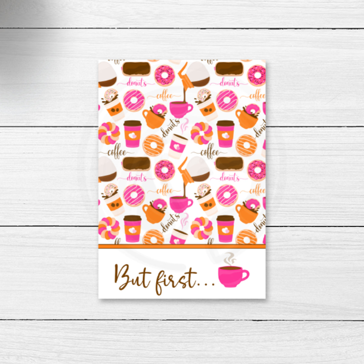 donut cookie card , coffee cookie card, but first coffee card
