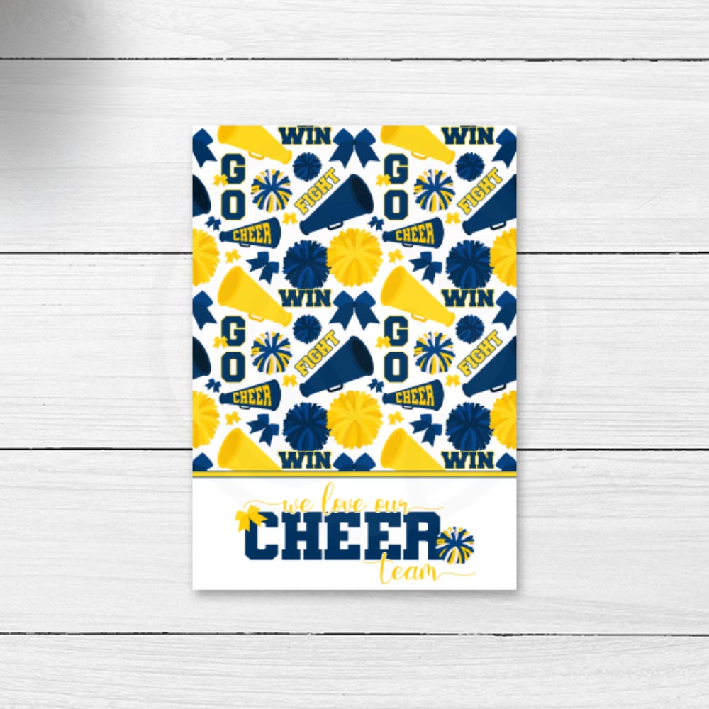 Printable cheerleading cheer mini cookie card, cheer team thank you note card
