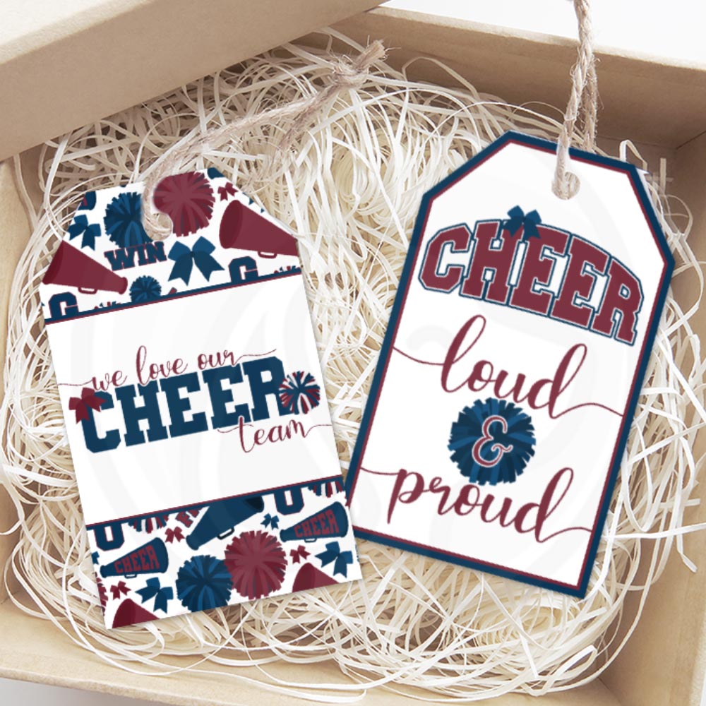 Navy and Maroon Cheerleader Gift Tags