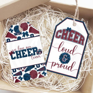 Navy and Maroon Cheerleader Gift Tags